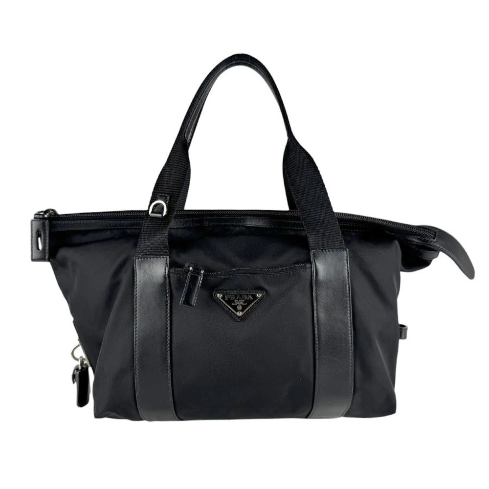 Prada Tessuto tote bag black leather